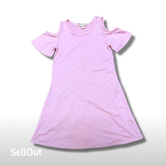 Btween Girl’s Pink Cold Shoulder Knee Length Dress Size 8 Casual - Picture 2 of 5
